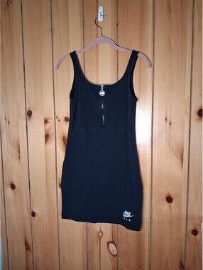 Nike Air Black Sleeveless Mini Dress with Front Zipper, Size Small